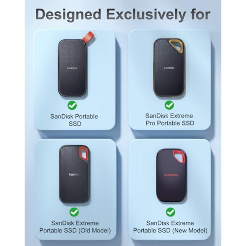 حقيبة حمل صلبة لجهاز SanDisk Extreme Portable SSD V3/V2، Extreme Pro Portable SSD، 500GB 1TB 2TB 4TB 8TB USB-C محرك الأقراص الصلبة، حقيبة سفر EVA مقاومة للصدمات مع فتحتين لبطاقة SD - تناسب SanDisk Extreme Pro Portable SSD، 500GB 1TB 2TB 4TB 8TB USB-C، حقيبة سفر مقاومة للصدمات EVA مع فتحتين لبطاقة SD - Image 2