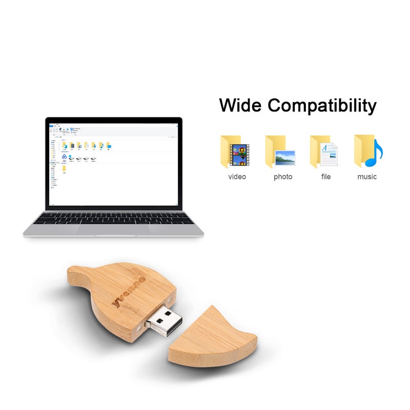 غواصة ذاكرة USB خشبية من إيفون شكل ورقة - ذاكرة 32 جيجا - هدية - Image 3