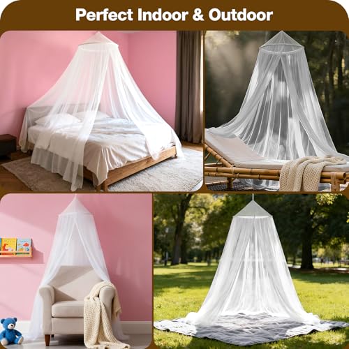 LionLively White Bed Canopy for Girls,Kids Princess Round Dome Bed Curtain, Dreamy Mosquito Netting for Girls, Bedroom Accessories, Ceiling Tent - Image 4