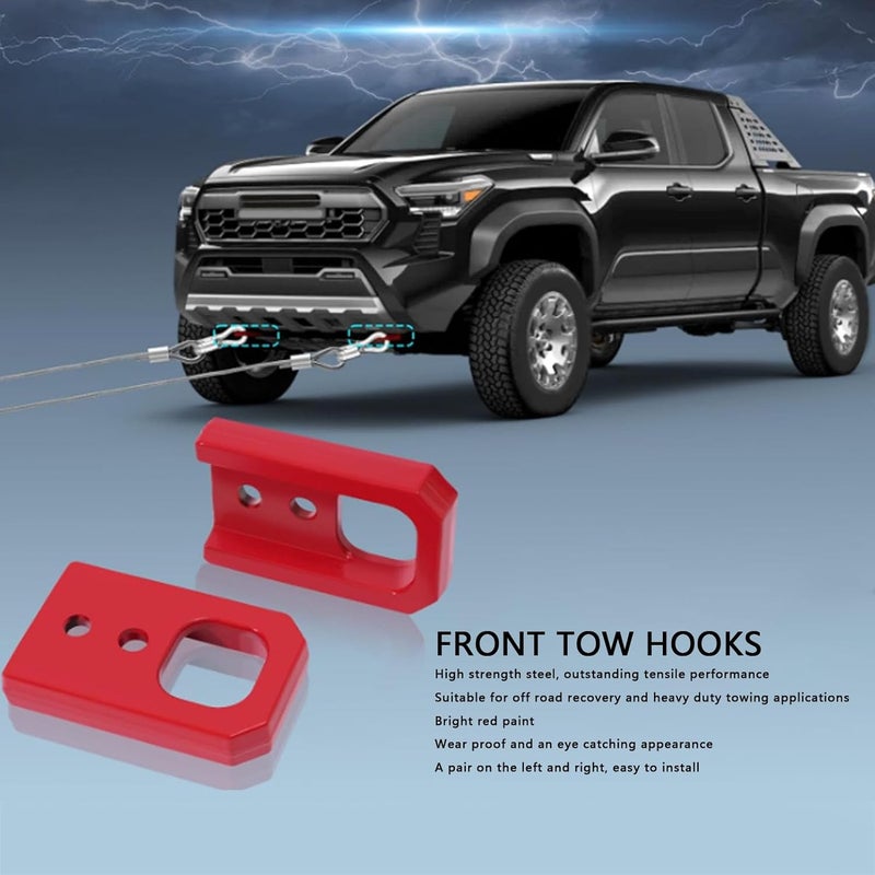 Fabater Front Tow Hooks for 2024 2025 2026, Left and Right Red Tow Hooks for Trucks - Image 2