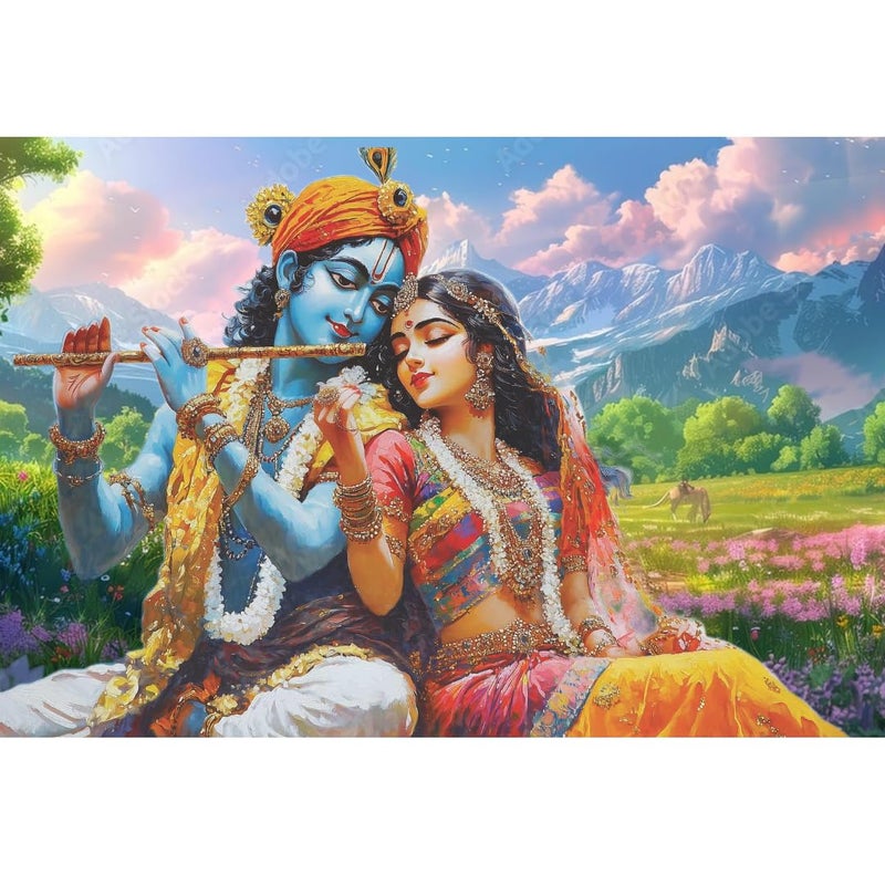 Eurotex Canvas Radha Krishna Wall Painting for Living Room Bedroom Hotels Office Big Size Elegant Wall Art for Home Decoration Perfect Wall Decor size 24x36 Unframed