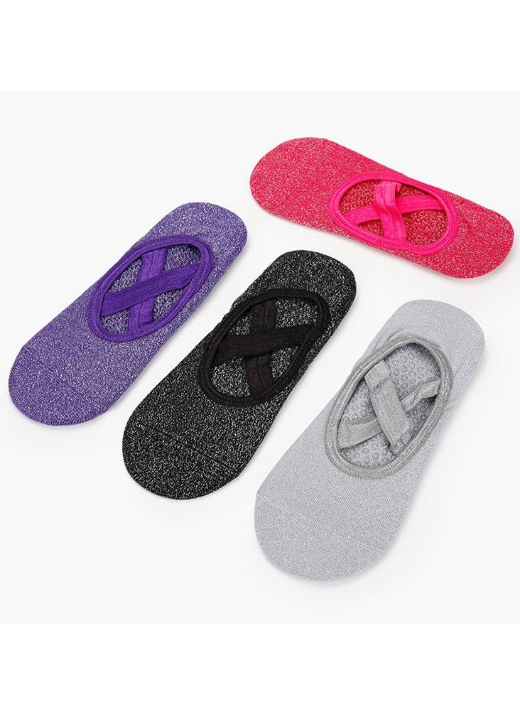 Yoga Socks for Women Non Slip Straps Athletic Sock Pair Socks Women Ballet Workout  - Image 3