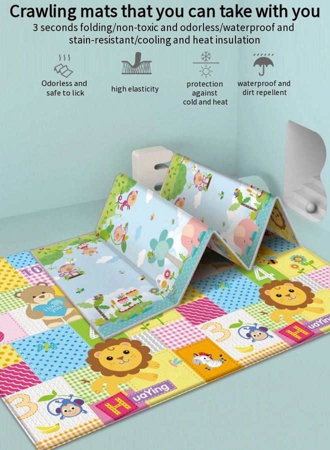 Vixplorn Large waterproof soft baby play mat, baby floor mat, foldable baby play mat, indoor and outdoor reinforced crawling mat, suitable for home, kindergarten, outdoor and travel use (Size：180*100*1cm) - Image 2