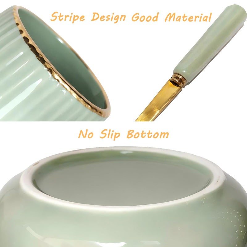 INPROPEXT 6PCS Coffee Spoons with Ceramic Jar Holder, Small Stainless Steel Gold Tea spoons, Mini Dessert Spoons Set for Fruit, Stirring, Mixing, Sugar, Ice Cream, Cake (Gold Black) - Image 5
