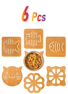 Y&D Hot Pad, Bamboo Trivet–hot Pot Holder Functional Decorative Kitchen Accessories of 6 Pieces for use as Pad Dishes,  - Image 1