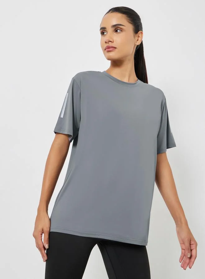 Styli Active Textured Dual Reflective Striped Top