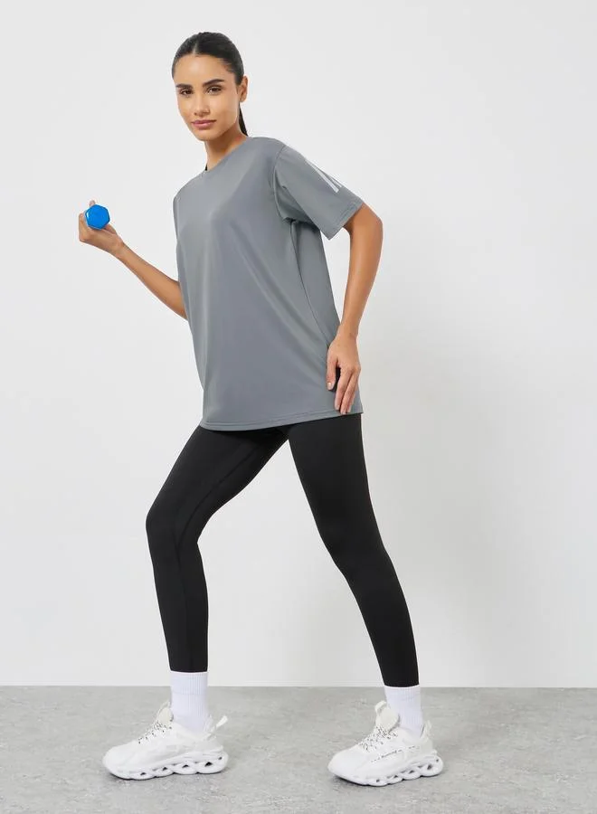Styli Active Textured Dual Reflective Striped Top