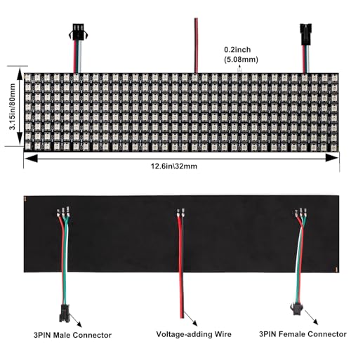 SVFISHKK WS2812B RGB LED Digital Individually Addressable Panel Light LED Module Matrix Screen DC5V Controllers Image Video Text Display (2pcs 8x32 Pixels) - Image 2