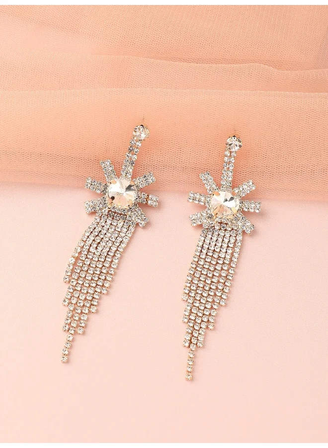 سوهي قرط متدلي للحفلات مصنوع من الفضة ومطلي بالفضة