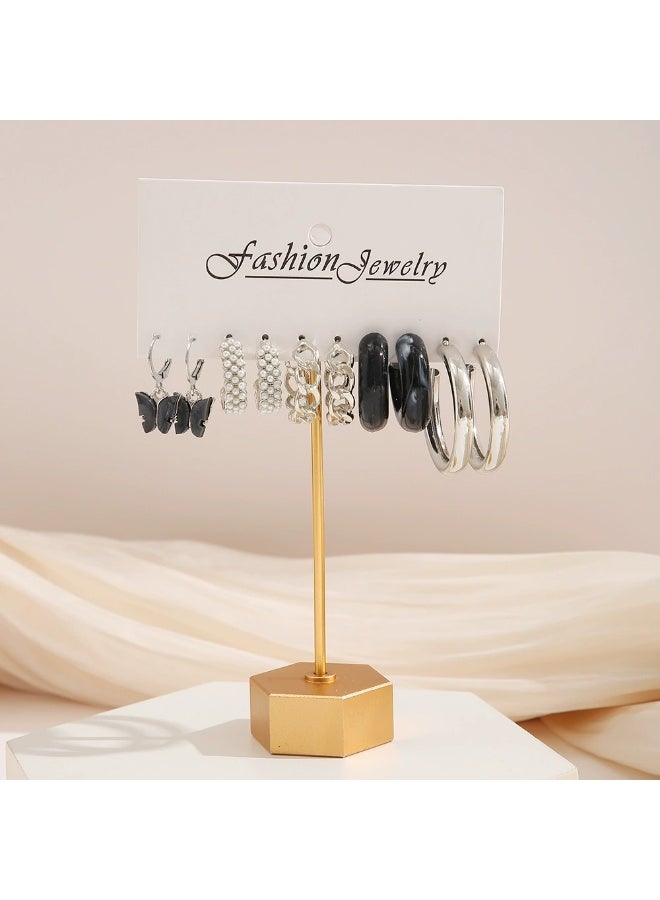 Goolsky طقم أقراط هووب سوداء ومربعات 6 أزواج – أسلوب بانك Y2K، مجوهرات جريئة للنساء العصرية - Image 2