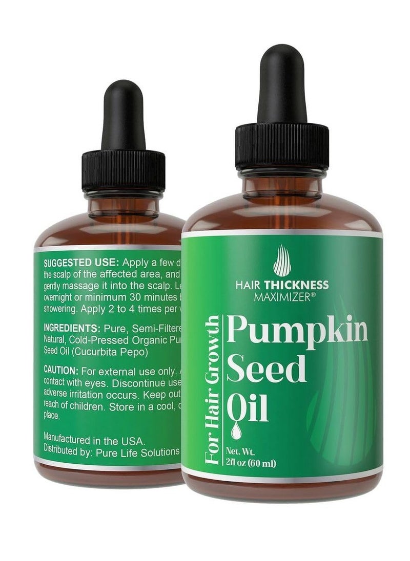 HAIR THICKNESS MAXIMIZER - Pumpkin Seed Oil For Hair Growth. Cold-Pressed, Vegan Topical Serum For Thickening, Moisturizing, Strengthening. Women + Men Scalp Treatment For Weak, Dry Hair 2oz - Image 1