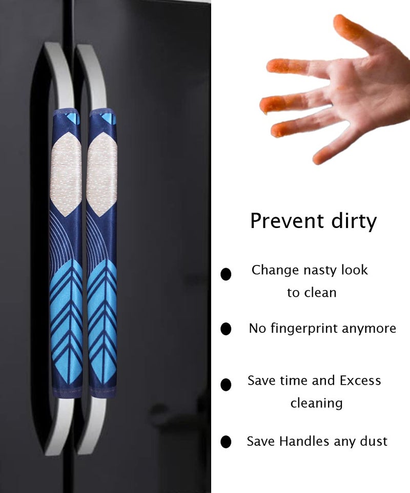 KANUSHI Industries® 1Pc Fridge Cover for Top with 6 Utility Pockets + 2 Fridge Handle Cover (FRI-Long-LEVS-Blue+2-Handle) - Image 3