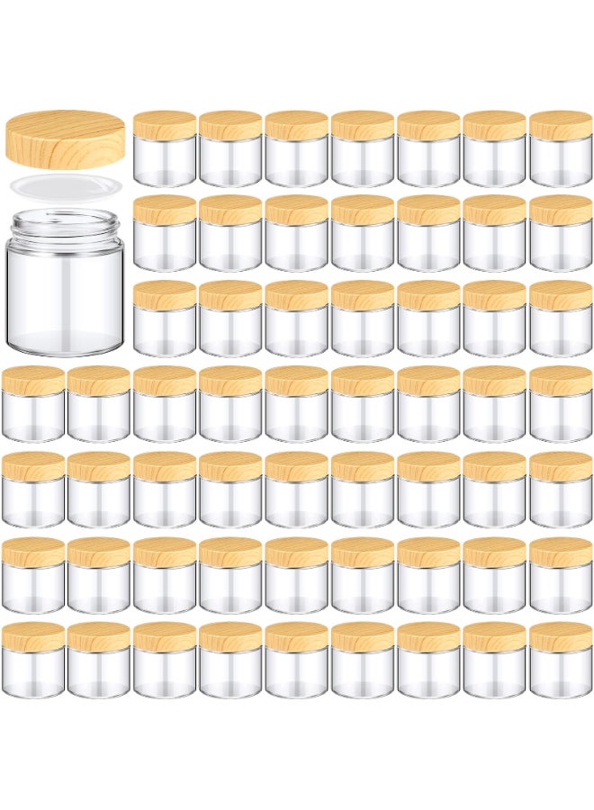 Norme 64 Pcs 4 oz Glass Jars with Lids Empty Small Glass Containers and Inner Liners Reusable Cosmetic Jars Round Airtight Bottles with Plastic Wood Grain Lids for Travel - Image 2
