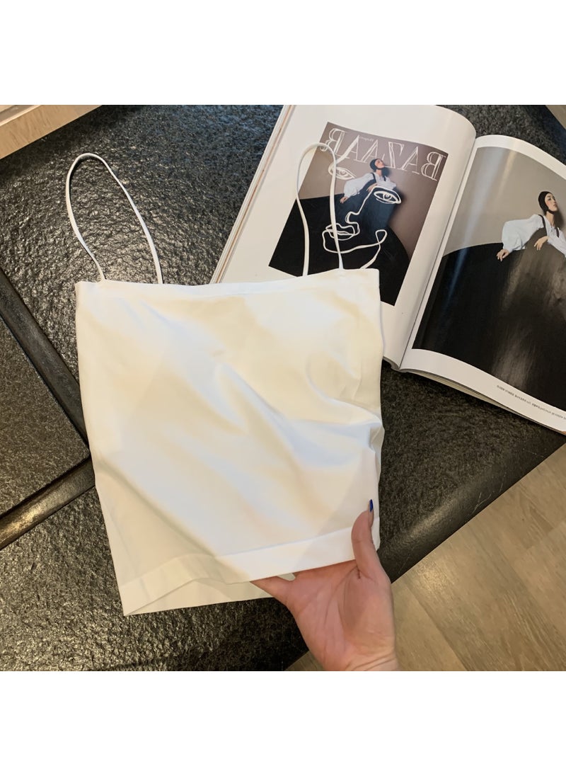 Generic - Pure Color Strapless Vest Women Summer Chest Pad Outerwear Top No Steel Ring Seamless Wrap Chest Thin Strap Underwear Tube Top White - Image 1