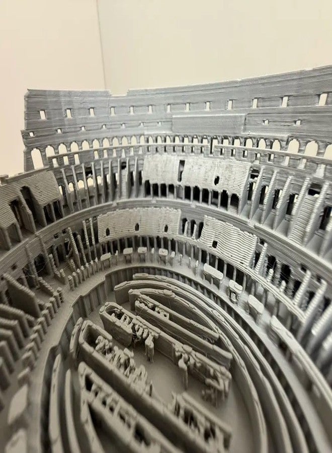 مكعبات ثلاثية الأبعاد - نموذج مصغر مطبوع بتقنية الطباعة ثلاثية الأبعاد للكولوسيوم الروماني | نسخة طبق الأصل من العمارة الرومانية القديمة | قطعة ديكور مميزة للمكتب المنزلي | نموذج تاريخي تعليمي للأطفال والكبار - Image 1