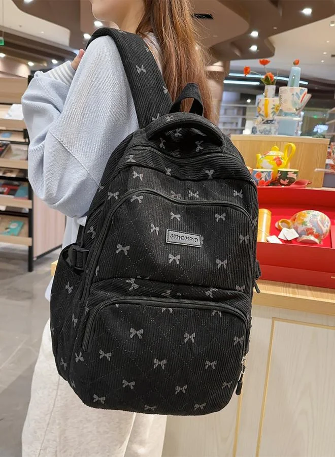 Take Two Bow Print Zip Closure Backpack with Shoulder Bag and Purse Set