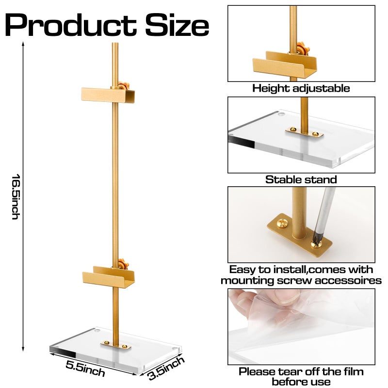 RattanView Adjustable Tabletop Easel Stand for Picture Frame up to 16.5" H Metal Gold Floating Picture Frame Stand Table Easels for Display for Signs Photos Art - Image 2