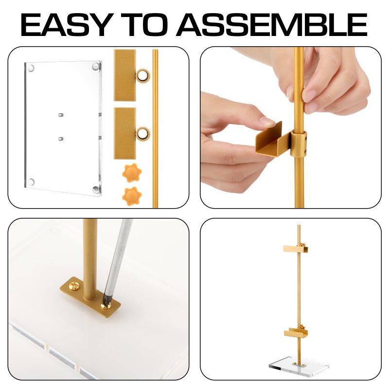 RattanView Adjustable Tabletop Easel Stand for Picture Frame up to 16.5" H Metal Gold Floating Picture Frame Stand Table Easels for Display for Signs Photos Art - Image 3