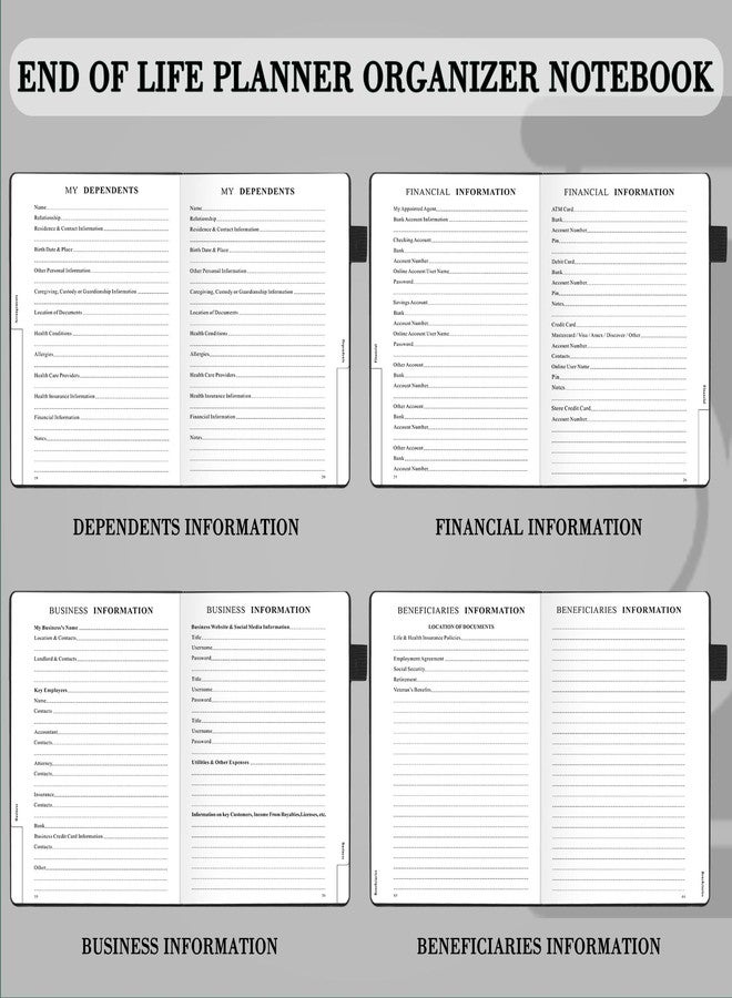 JUBTIC End of Life Planner, Estate Planning Organizer, Death Planner with Labels, Just in Case I Die Book Organizer, Will Preparation, Funeral Planning, Final Arrangements Notebook (5.6 * 8.5”)-Black - Image 4