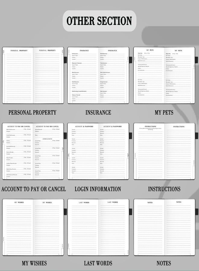 JUBTIC End of Life Planner, Estate Planning Organizer, Death Planner with Labels, Just in Case I Die Book Organizer, Will Preparation, Funeral Planning, Final Arrangements Notebook (5.6 * 8.5”)-Black - Image 5