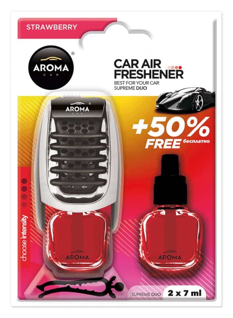 Aroma Supreme Duo Strawberry Car Air Freshener 2x7ml 50% Free