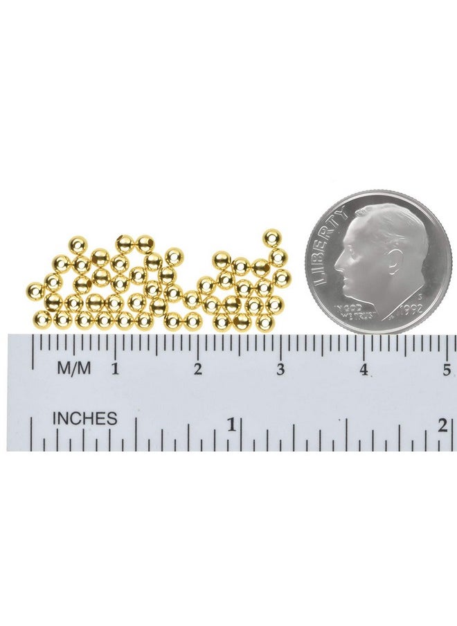 uGems - 2.5Mm 14K Genuine Solid Gold Round Beads .040 Inch Hole 2.5Mm 48 Pcs - Image 1