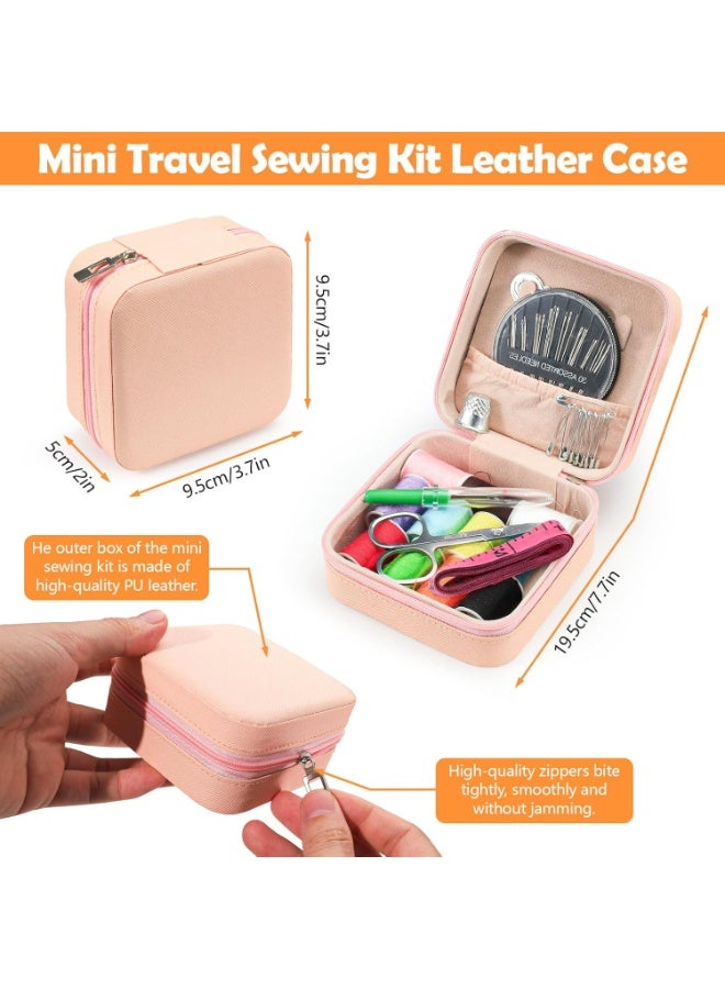 Mini Travel Sewing Kit Leather Case, Small Sewing Kit for Adults and Beginners, Basic Needle and Thread Kit for Emergency Hand Sewing Repair Supplies - Image 2