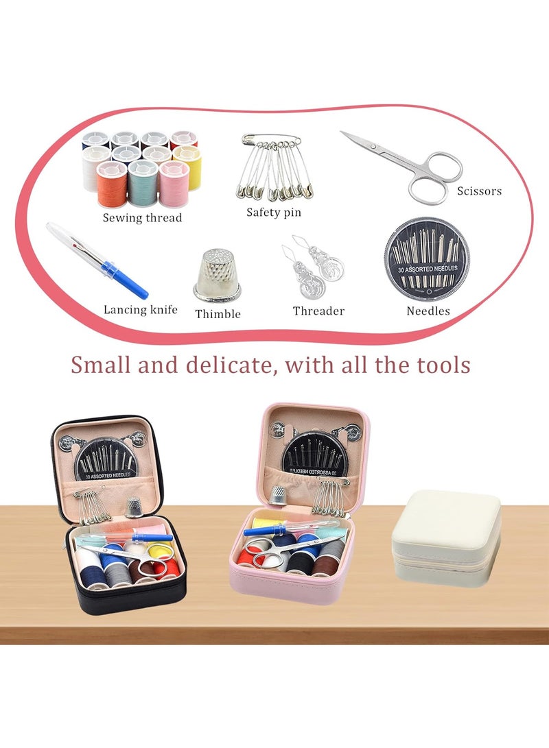 Mini Travel Sewing Kit Leather Case, Small Sewing Kit for Adults and Beginners, Basic Needle and Thread Kit for Emergency Hand Sewing Repair Supplies - Image 3
