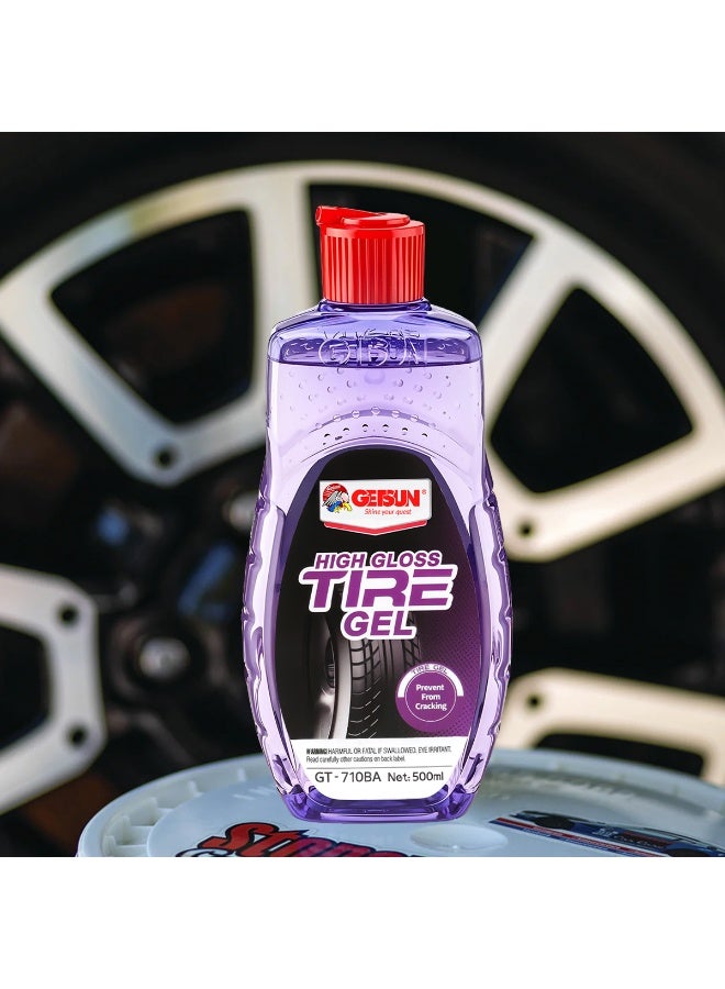 GETSUN 4 pcs High Gloss Tire Gel 500ml Car Tyre Shine Gel Long Lasting Wet Look Finish Tyre Polish Protectant Anti Cracking Tire Care Gel for Cars Bikes UV Protection Rubber Conditioner - Image 5