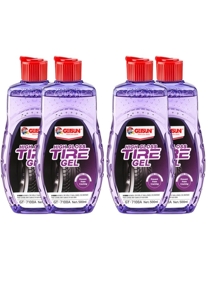 GETSUN 4 pcs High Gloss Tire Gel 500ml Car Tyre Shine Gel Long Lasting Wet Look Finish Tyre Polish Protectant Anti Cracking Tire Care Gel for Cars Bikes UV Protection Rubber Conditioner - Image 1