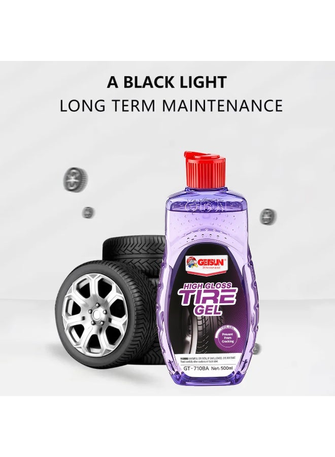 GETSUN 4 pcs High Gloss Tire Gel 500ml Car Tyre Shine Gel Long Lasting Wet Look Finish Tyre Polish Protectant Anti Cracking Tire Care Gel for Cars Bikes UV Protection Rubber Conditioner - Image 4