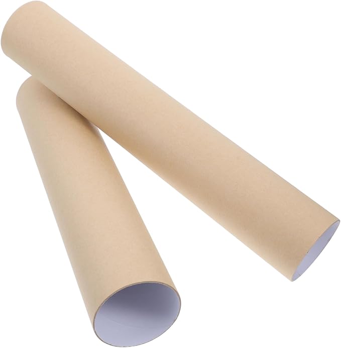 Khaki Telescoping Storage Tube For Artworks Calligraphy Scroll Box Rustic Cardboard - Image 1