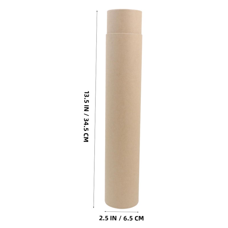 Khaki Telescoping Storage Tube For Artworks Calligraphy Scroll Box Rustic Cardboard - Image 3