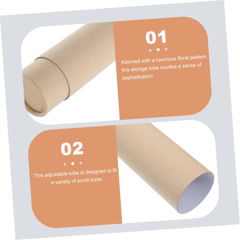 Khaki Telescoping Storage Tube For Artworks Calligraphy Scroll Box Rustic Cardboard - Image 4