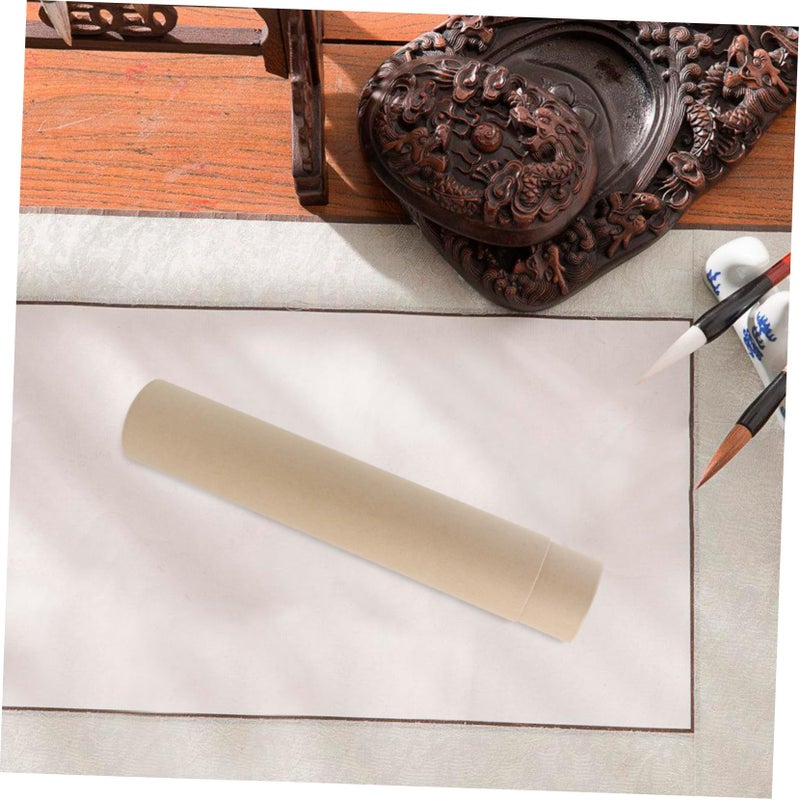 Khaki Telescoping Storage Tube For Artworks Calligraphy Scroll Box Rustic Cardboard - Image 5