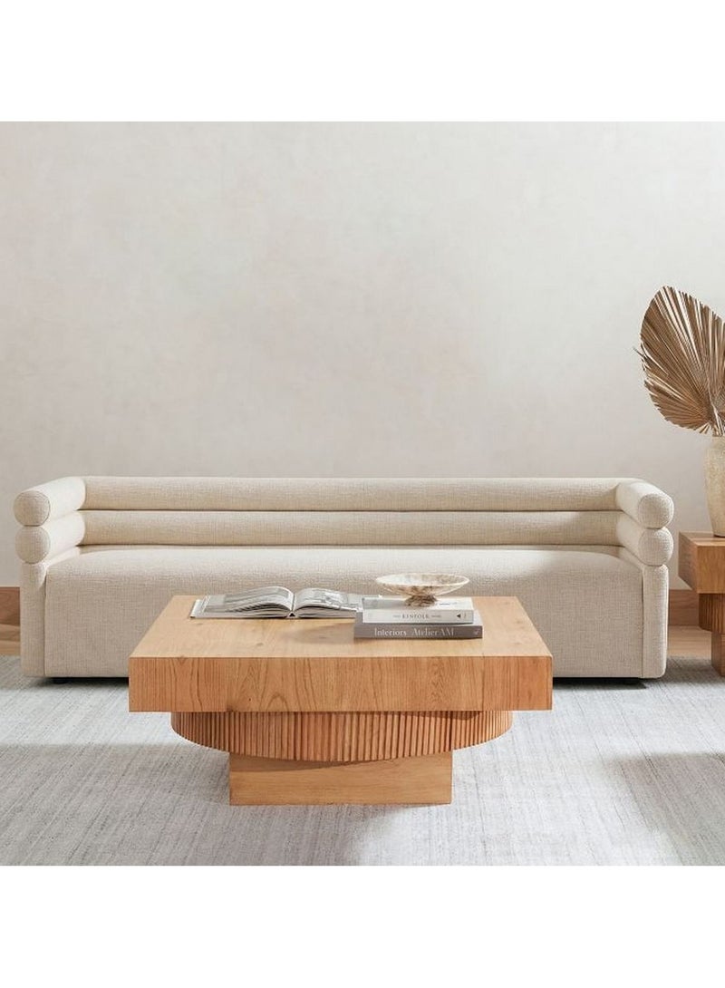 Betak Swedish Wood and Linen 3 Seaters Sofa - Beige - Image 1