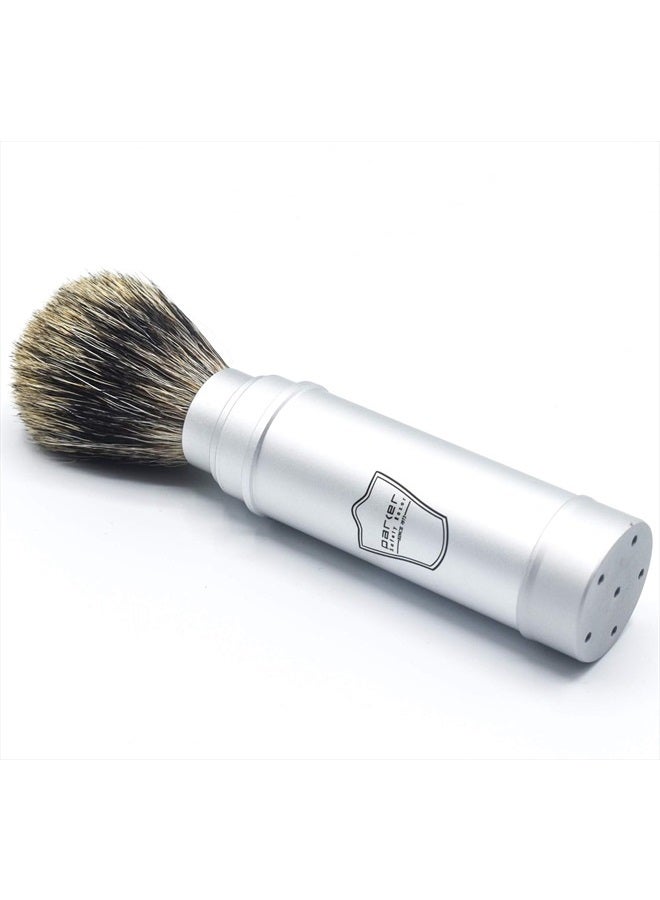 Parker Safety Razor Parker Full Size Travel Shaving Brush with Pure Badger Bristles - Ingenious Design Stores the Brush Head in the Handle Making the Brush Compact for Travel - Image 2
