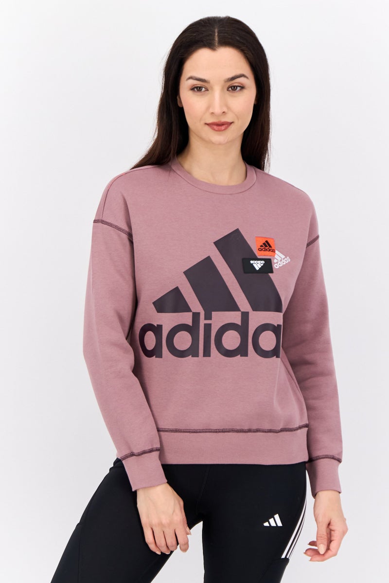 Adidas Women Sportswear Fit Long Sleeves Outdoor Sweatshirt, Old Rose  - Image 1