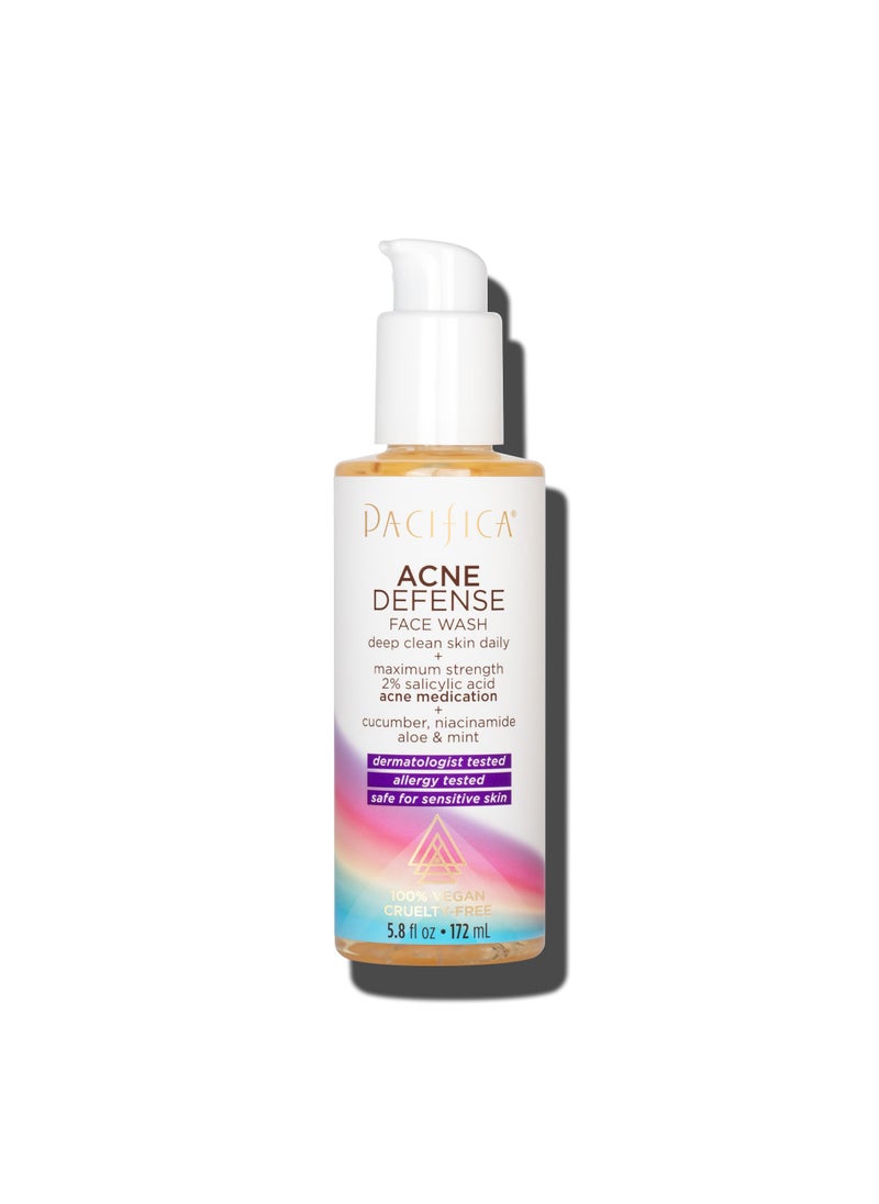 Pacifica Pacifica Acne Defense Face Wash - Deep Pore Purifying Face Cleanser - w/ 2% Salicylic Acid, Pore Reducing Niacinamide & Inflammation Reducing Cucumber - for Sensitive Skin Vegan Dermatologist Tested 