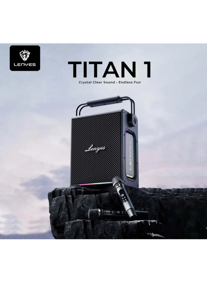 Lenyes Titan 1 Bluetooth Party Speaker with Dual Wireless UHF Microphones, 180W Peak Power, RGB Lights, IPX6 Waterproof - Image 3