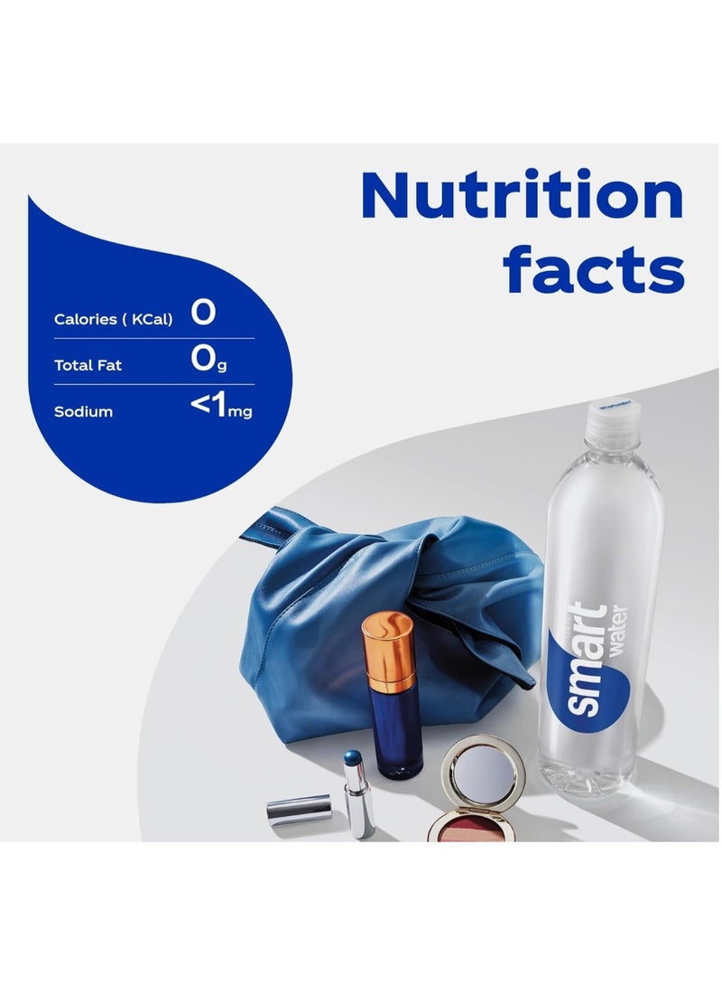 Glaceau Smart Water, Pack of 12x600ml, Purified Water, Electrolyte Infused for Taste Drinking Water, Sleek Bottled Water - Image 4