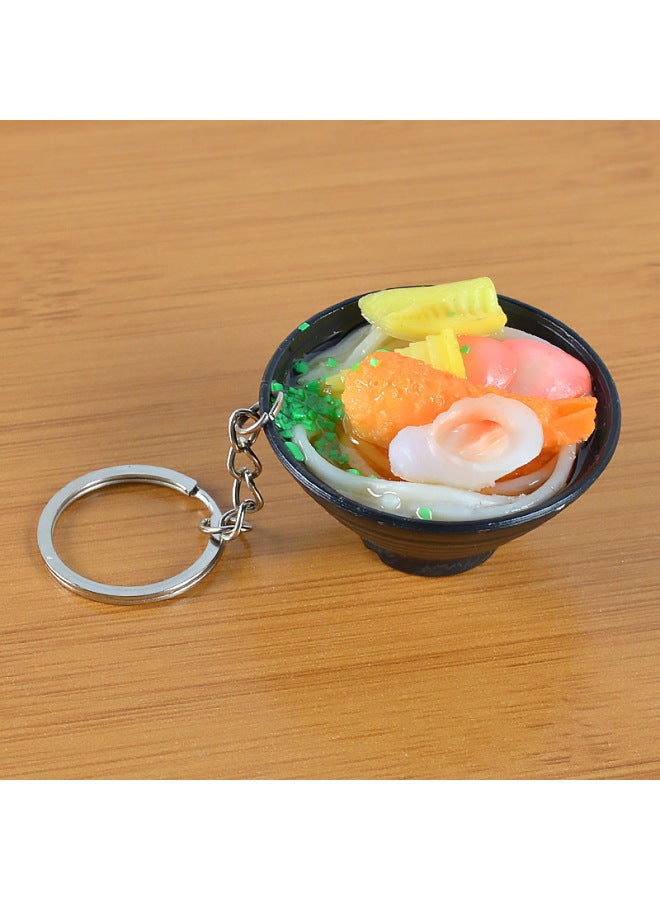 A Generation Of Hair Simulation Udon Noodle Food Play Pendant Creative Simulation Food Bowl Japanese Ramen Model Pendant-Color:Pinktail Shrimp Bamboo Shoot Noodles-Key Ring-Dimensions:5cm*2cm*2.5cm  - Image 1