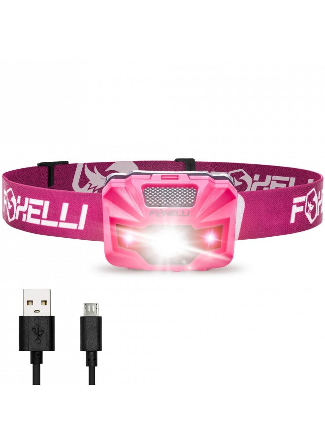 Foxelli Foxelli LED Headlamp Rechargeable Ultralight USB Rechargeable Headlamp Flashlight for Adults & Kids, Waterproof Head Lamp with Red Light for Running, Camping, Hiking & Outdoor - Image 1