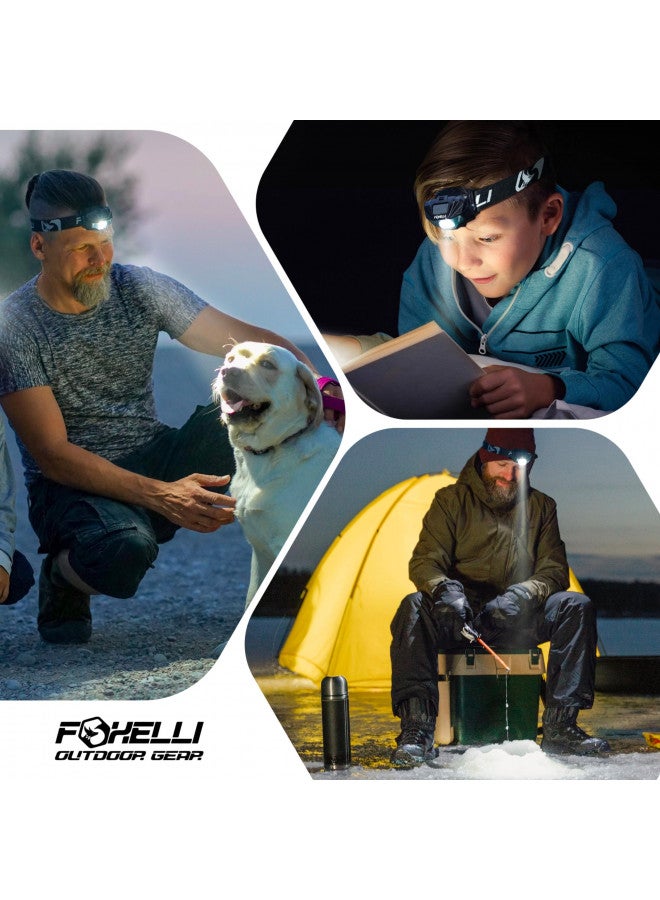 Foxelli Foxelli LED Headlamp Rechargeable Ultralight USB Rechargeable Headlamp Flashlight for Adults & Kids, Waterproof Head Lamp with Red Light for Running, Camping, Hiking & Outdoor - Image 5