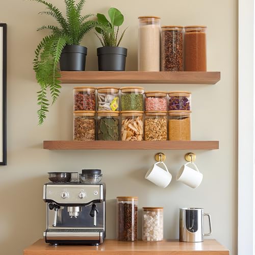 ComSaf 1 Qt Glass Storage Containers with Lids, Glass Jars with Lids, Clear Food Storage Jar, Round Canister Set of 6, Pantry Organizers for Cookie Pasta Flour Rice Tea Coffee Bean - Image 5