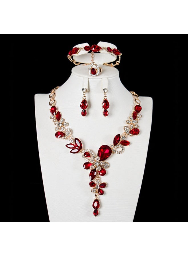 NIBEMINENT Sparkling Crystal Gem Necklace and Choker Set - 4-Piece Jewelry Collection