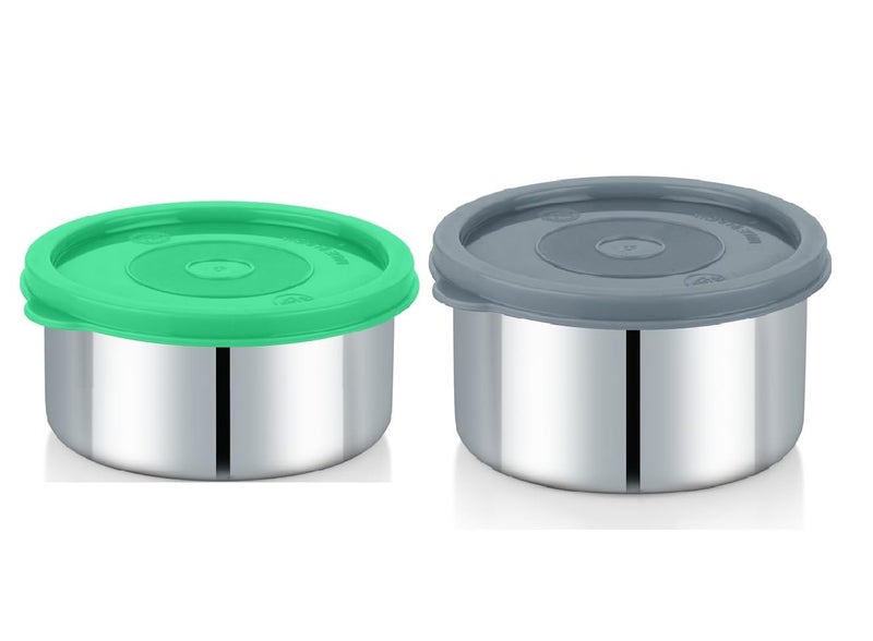 Foliam Leak Proof Click and Seal Lock Stainless Steel Storage/Air Tight Tiffin Container/Lunch Container with lid (LD-350+450ml) - Image 1