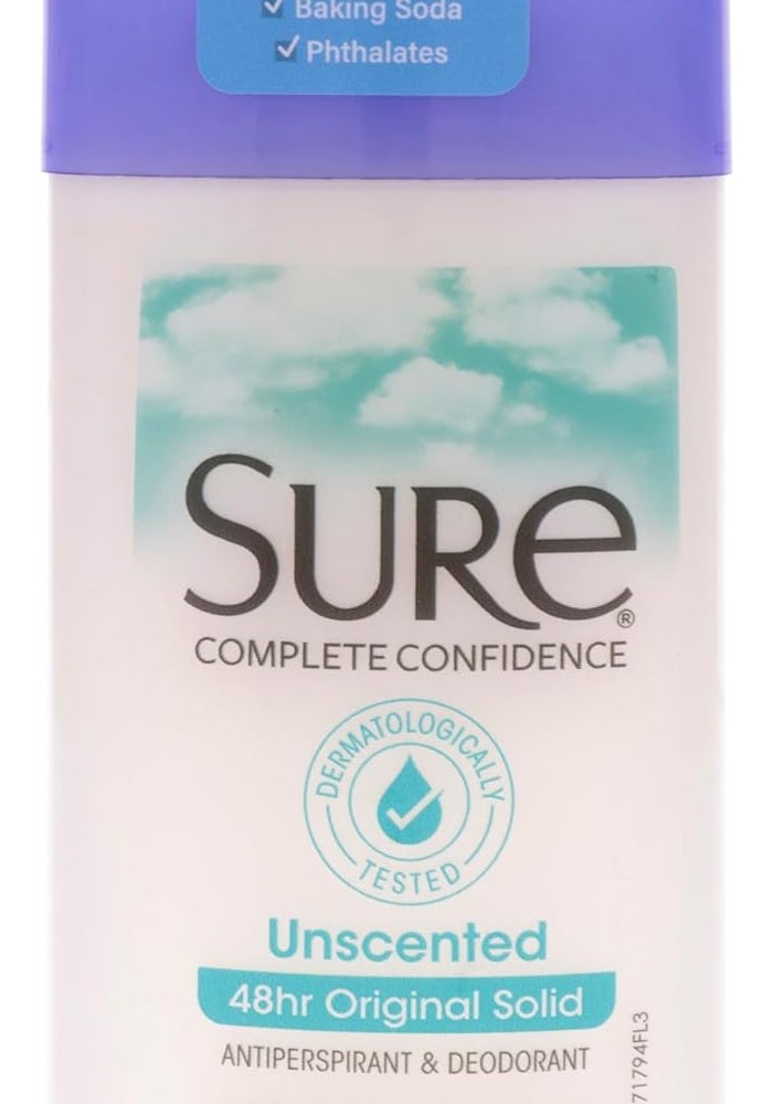 Sure Original Solid Unscented Antiperspirant Deodorant 2.7 oz - 48 Hour Protection - Image 1