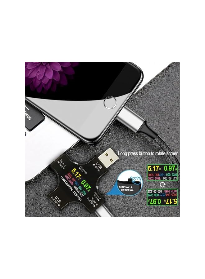 PROMASS promass USB C Power Meter Tester, 2 in 1 USB C Type-c Tester Color Screen IPS Digital Multimeter, USB C Voltage Current Voltmeter Amp Volt Ammeter Detector, USB Cable Charger Indicator 3.6-32V 0-5.1A  - Image 5