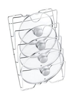 Rubik Kitchen Pot Lid Holder Organizer Stand, Stainless Steel Wall Mounted Rack for Kitchen Wall Door Cabinets, 5 Lids Capacity  - Image 1